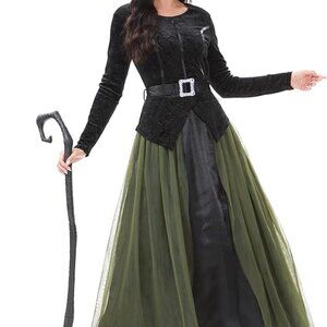 Funna Witch Costume for Women Halloween Dress up Cosplay with Hat